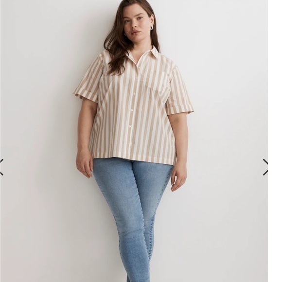 Madewell Plus Size 3X Signature Poplin Short-Sleeve Button-Down Shirt NWT - Picture 1 of 6